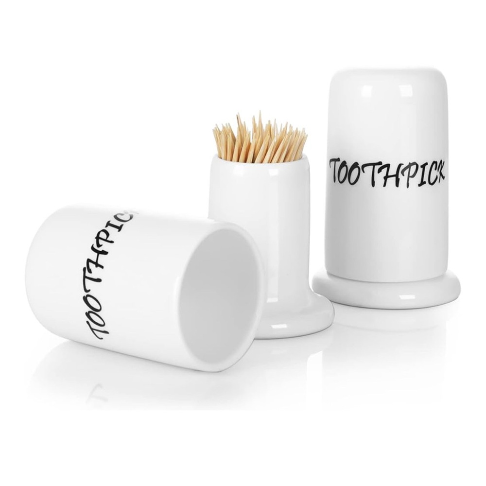 White Toothpick Holder Set